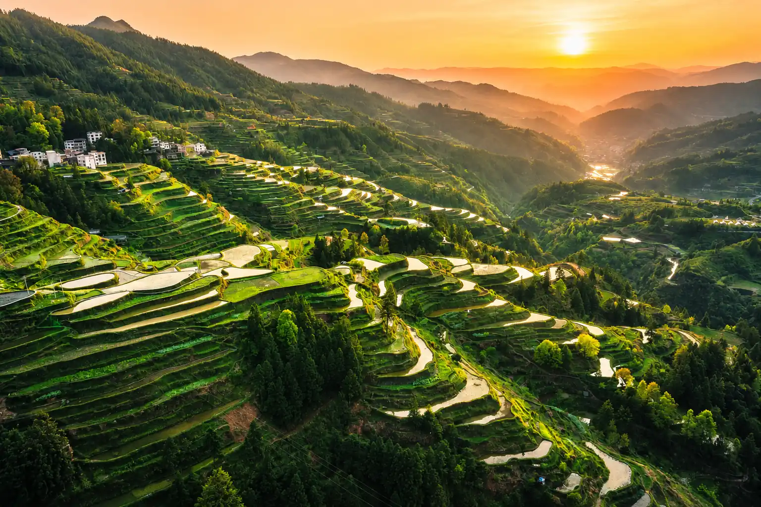 Jiabang Rice Terraces in southeast Guizhou, China