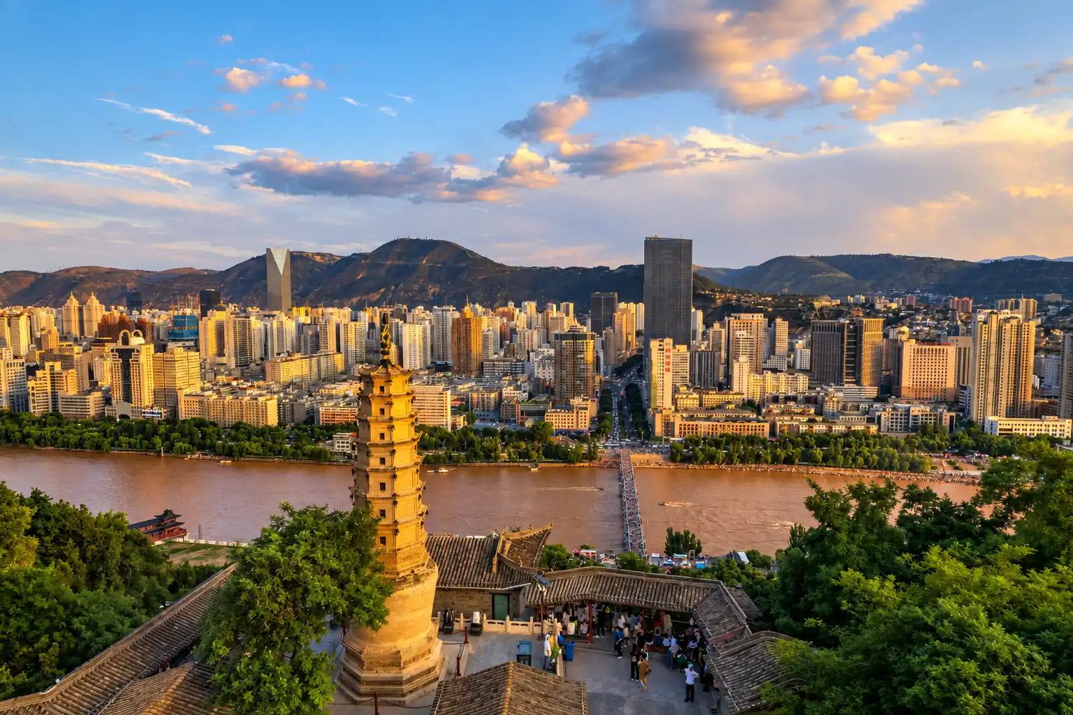 Yellow River and city scenery in Lanzhou Gansu