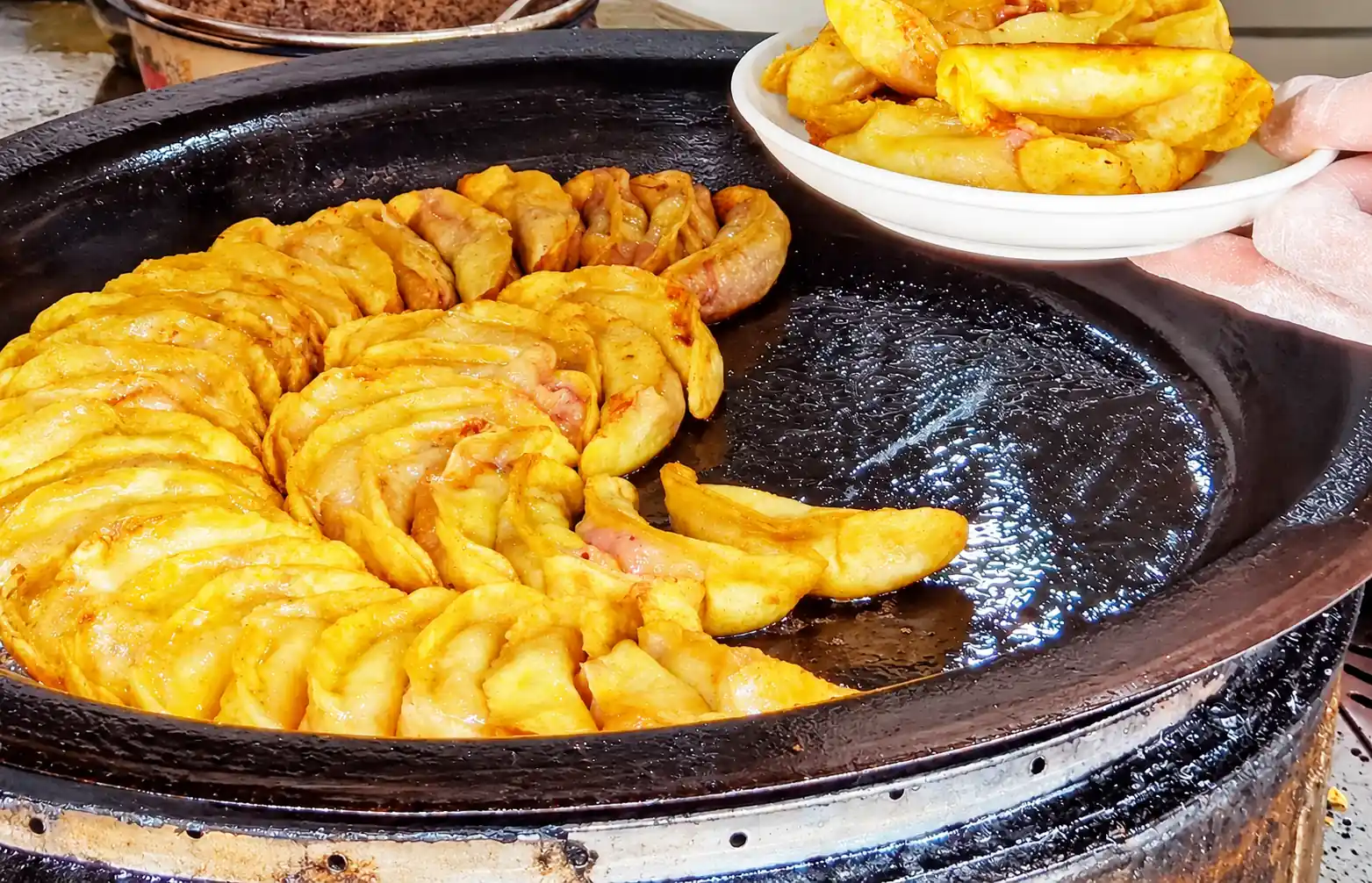 Nanjing beef potstickers with crispy pan-fried bottoms