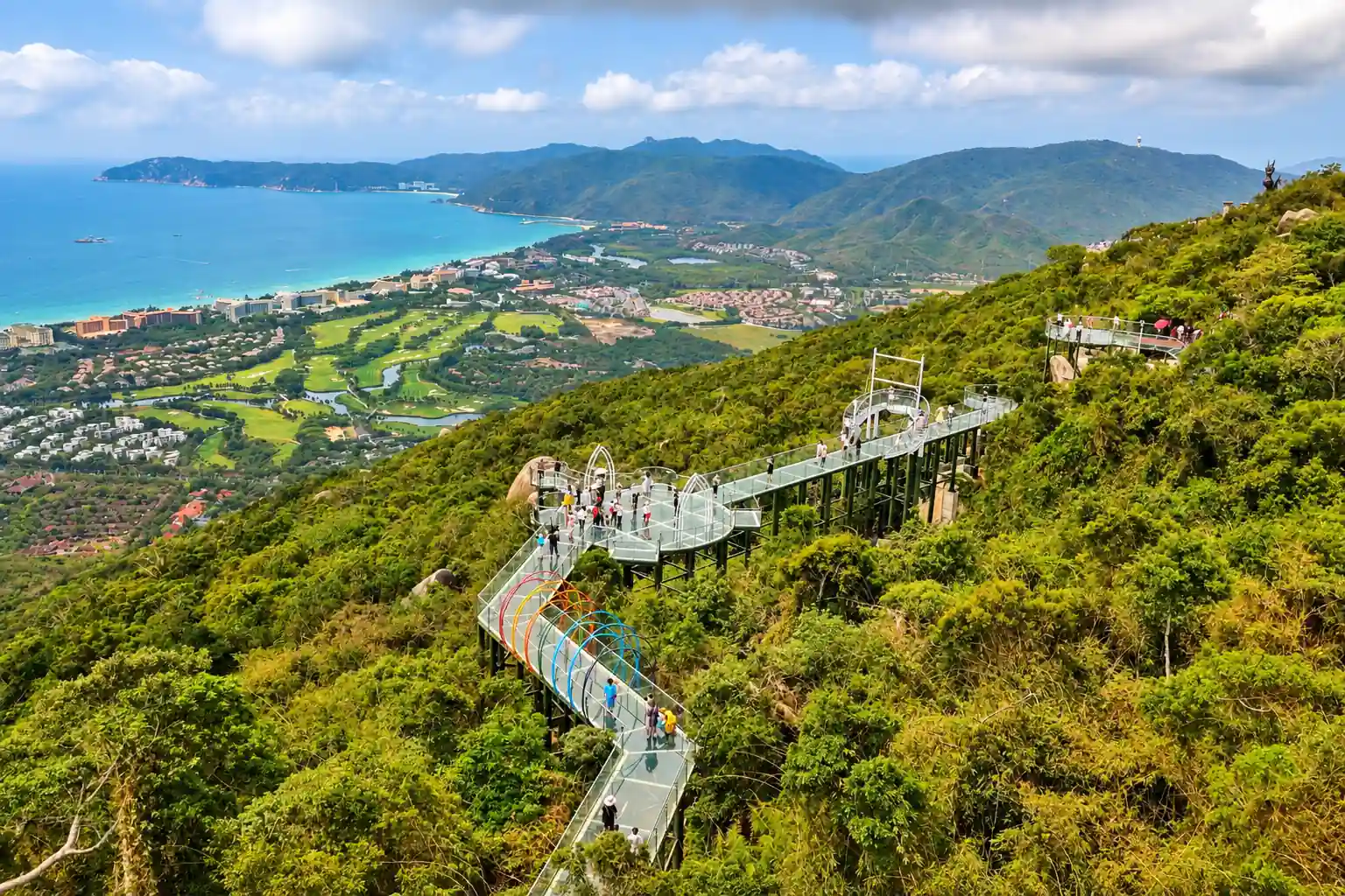 Panoramic view over Yalong Bay from Tropical Paradise Forest Park in Sanya