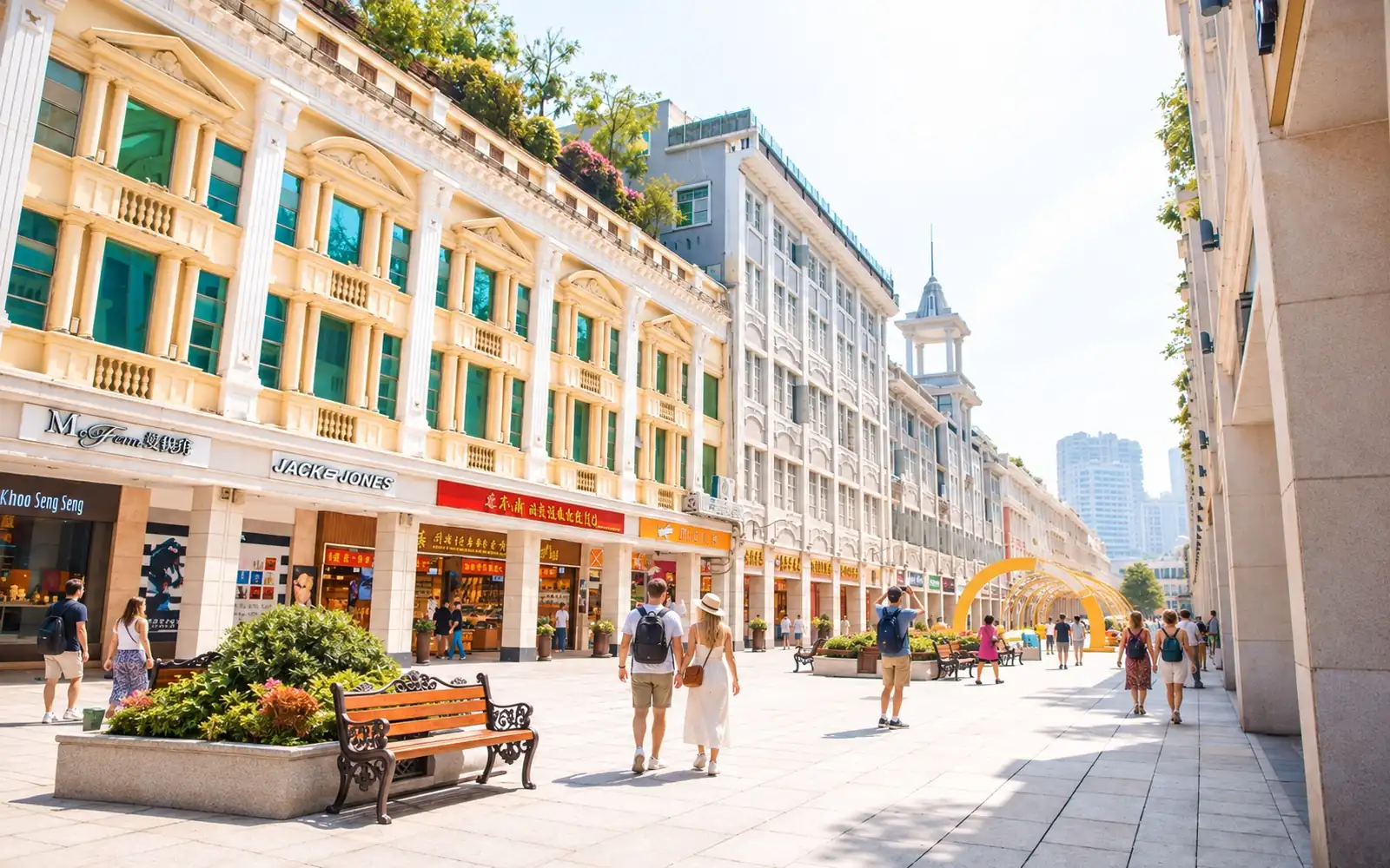 Zhongshan Road historic street and local shops in Xiamen