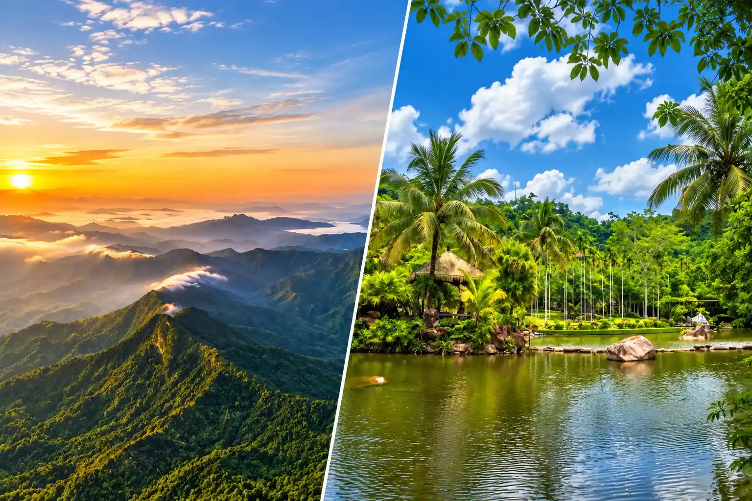 Mountain and tropical garden scenery in Sanya, Hainan