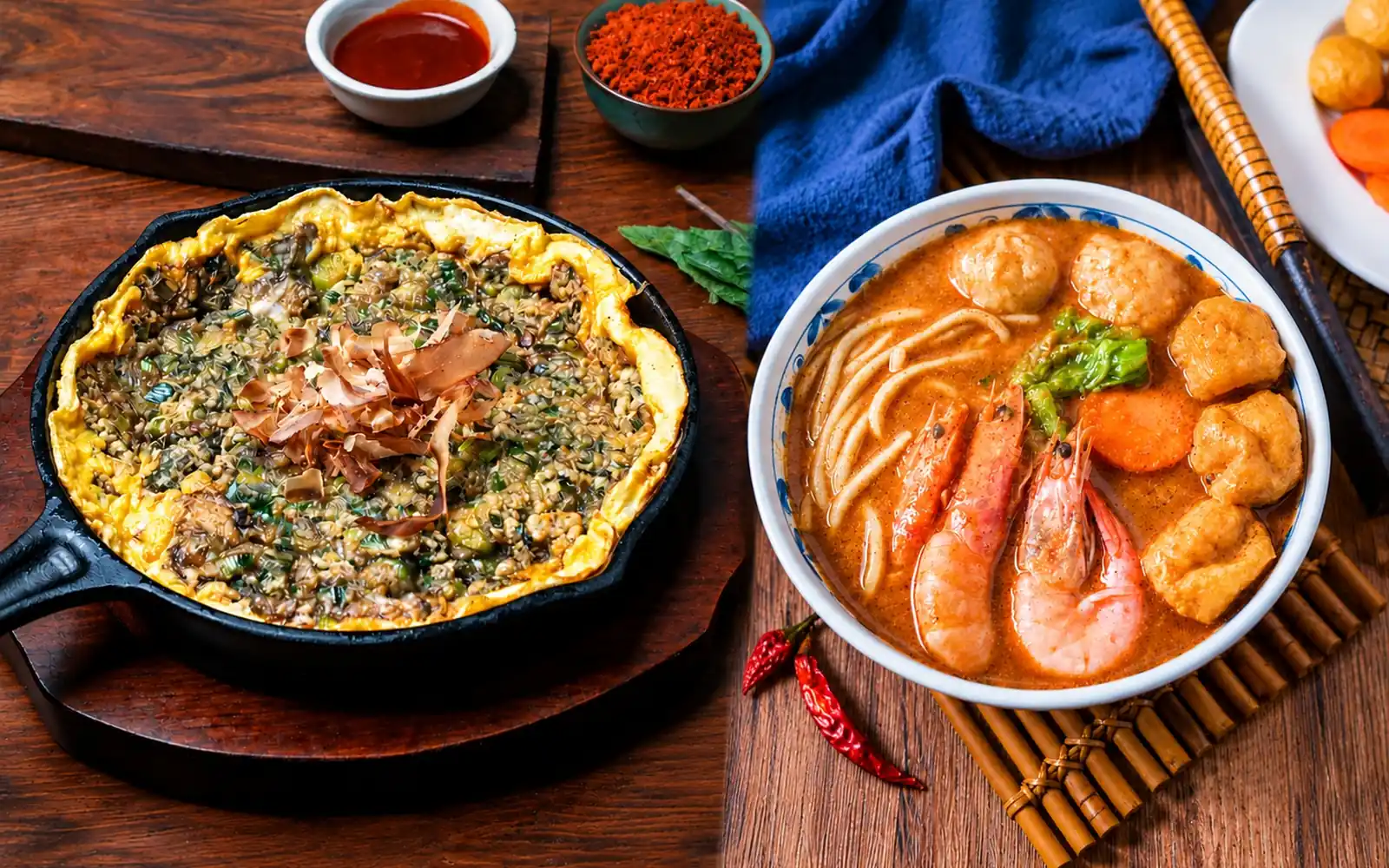 Shacha noodles and oyster omelette in Xiamen