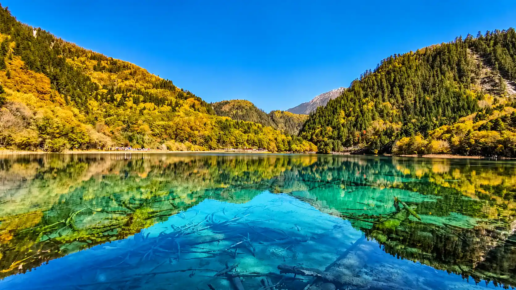 Rize Valley lakes and waterfalls in Jiuzhaigou National Park