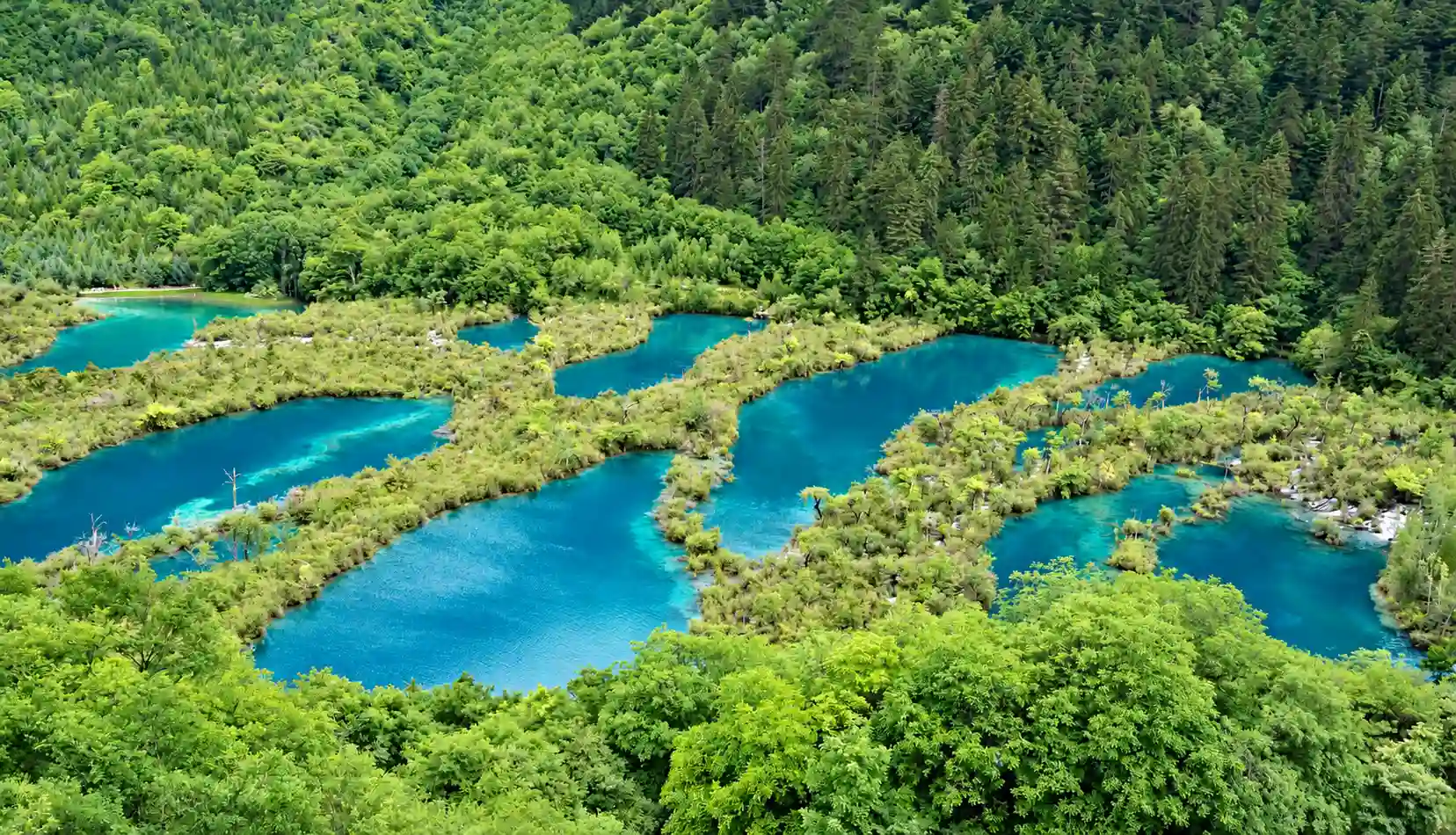 Shuzheng Valley lakes and cascades in Jiuzhaigou National Park