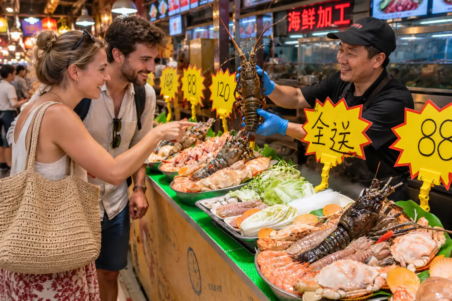 Fresh seafood market experience in Sanya, Hainan