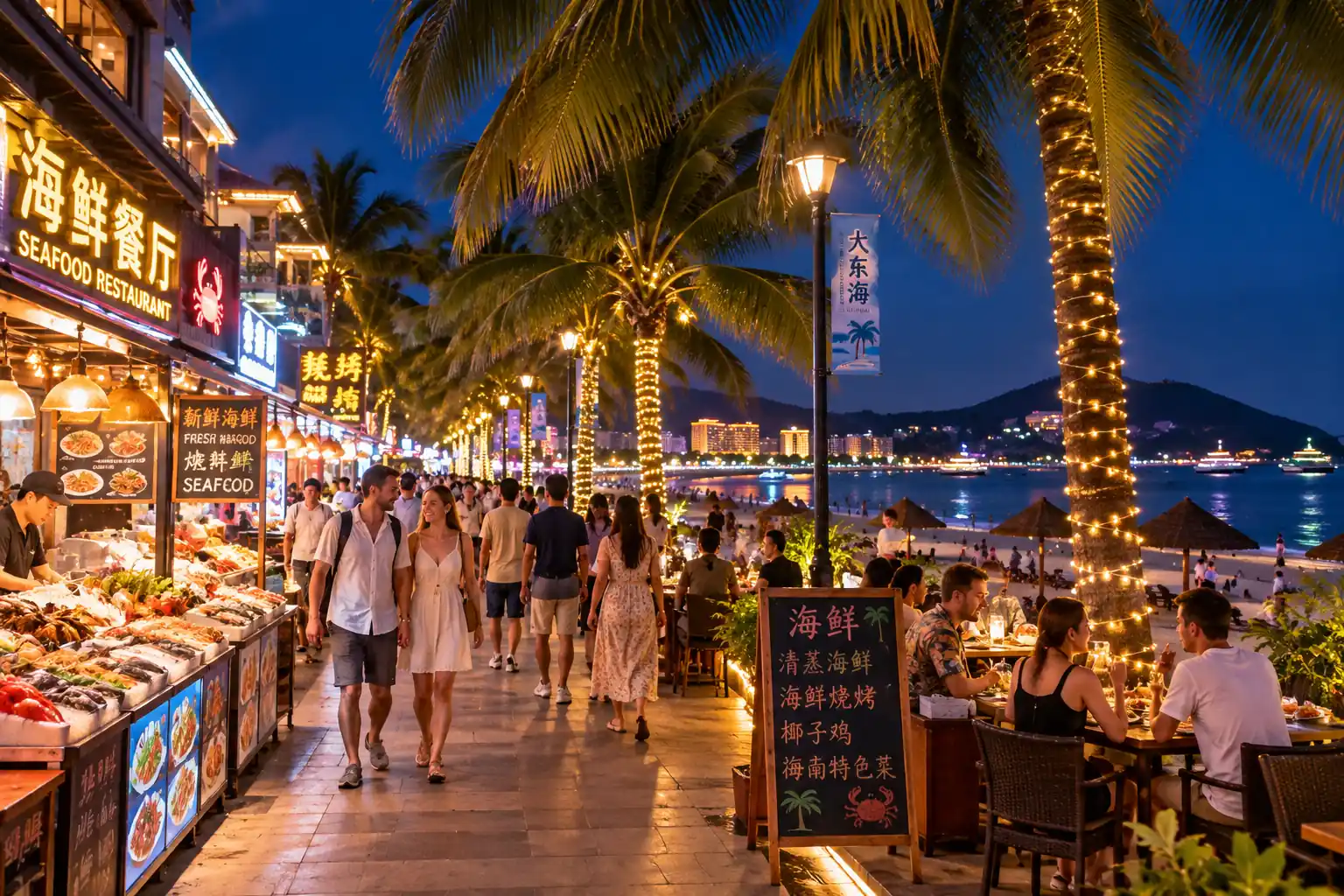 Seaside nightlife in Sanya, Hainan