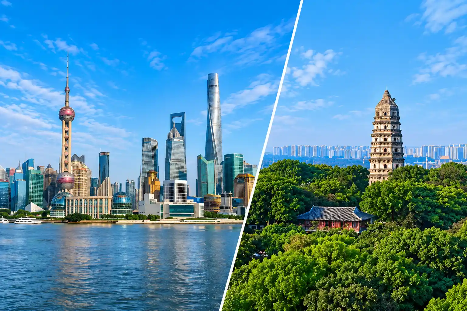 Shanghai Skyline and Suzhou Pagoda
