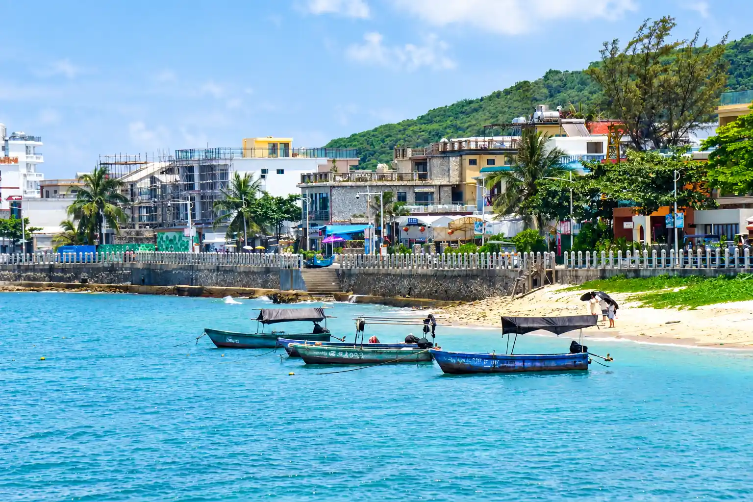 Small boats at the fishing village on West Island in Sanya