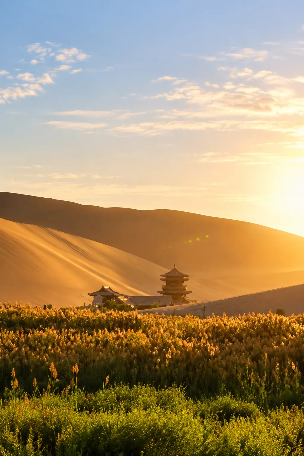 Dunhuang desert and oasis landscape in autumn