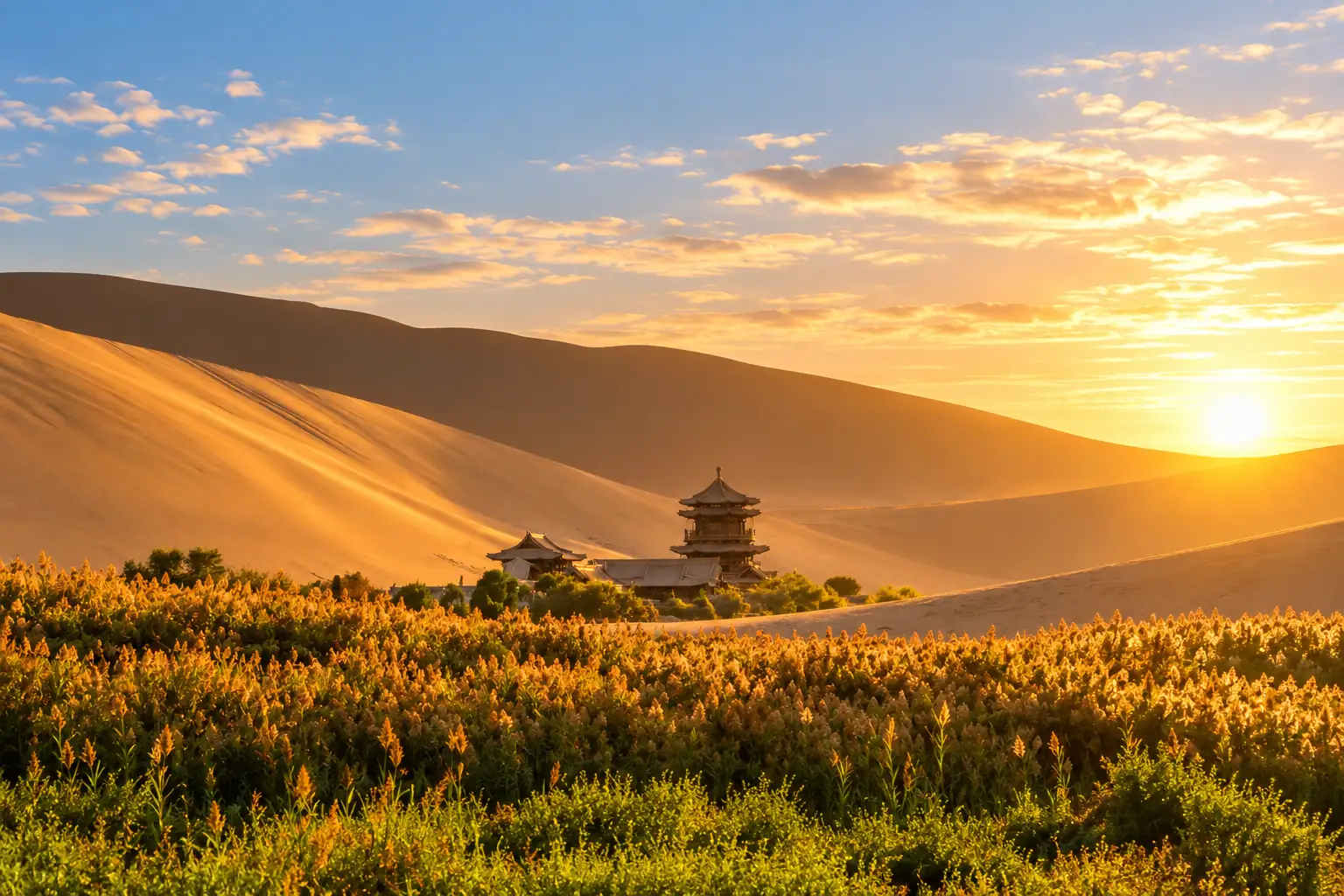 Seasonal desert scenery in Dunhuang