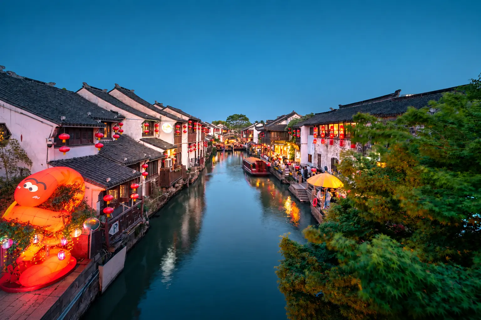 Suzhou Water Town Canal at Dusk