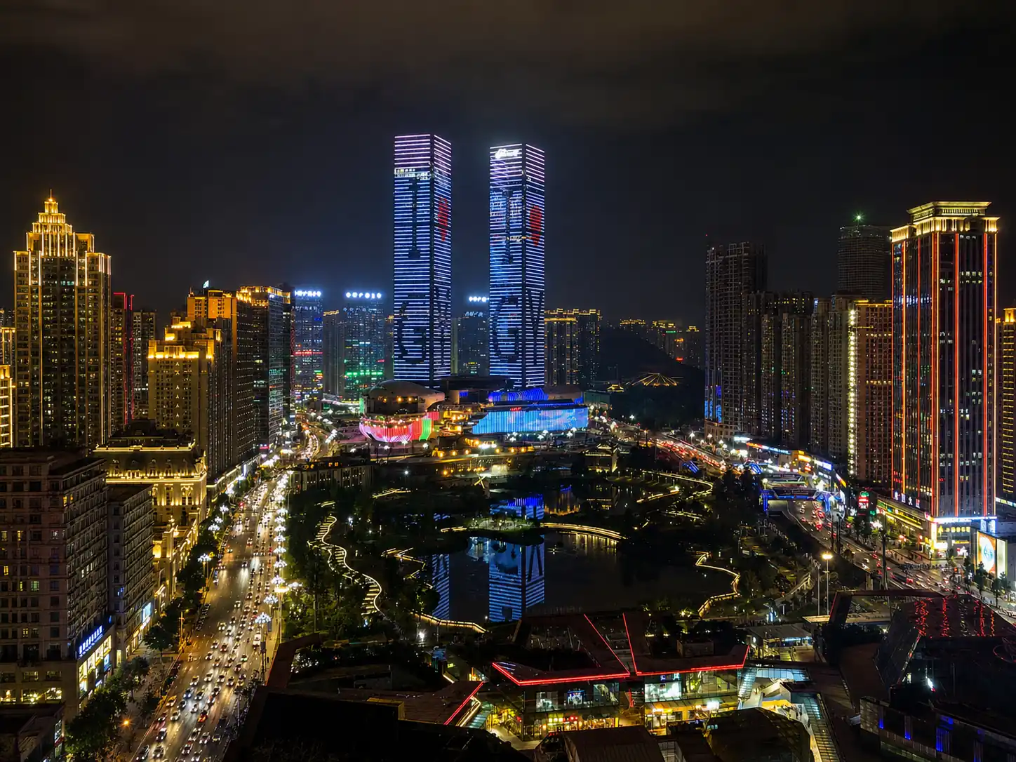 Guiyang skyline illuminated at night in Guizhou, China