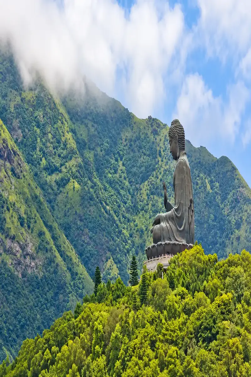 Lantau Island with Tian Tan Buddha and mountain scenery