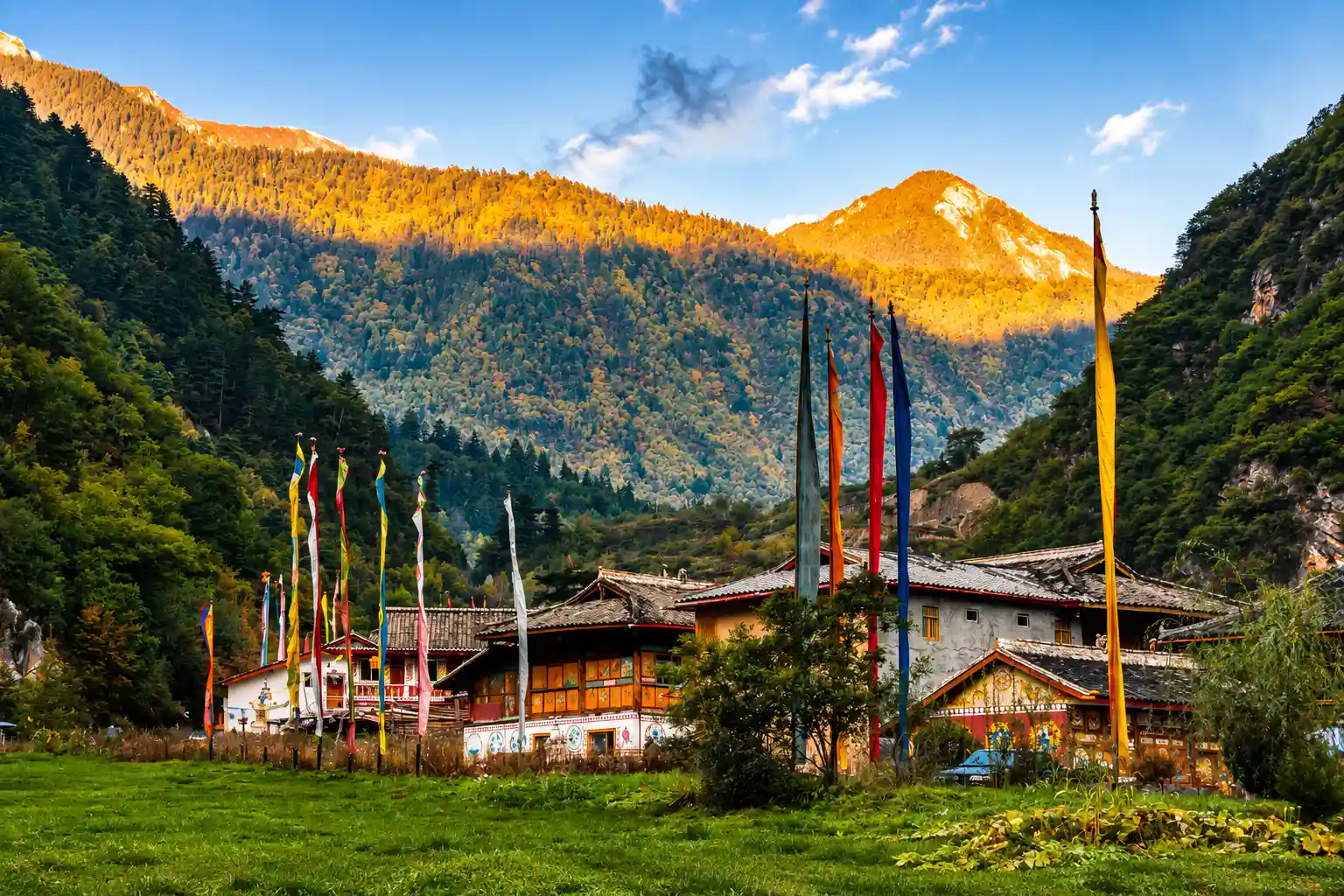 Tibetan village architecture in the Jiuzhaigou area of Sichuan