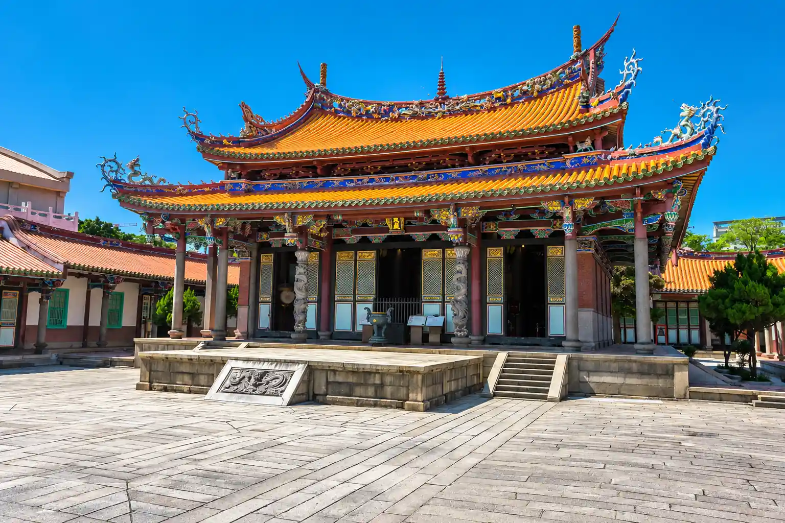 Historic temples and traditional streets in Tainan Taiwan