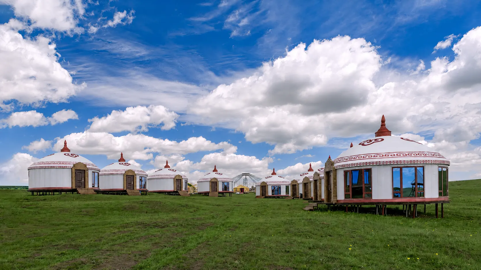 Traditional Mongolian yurt camp on the grassland in Inner Mongolia