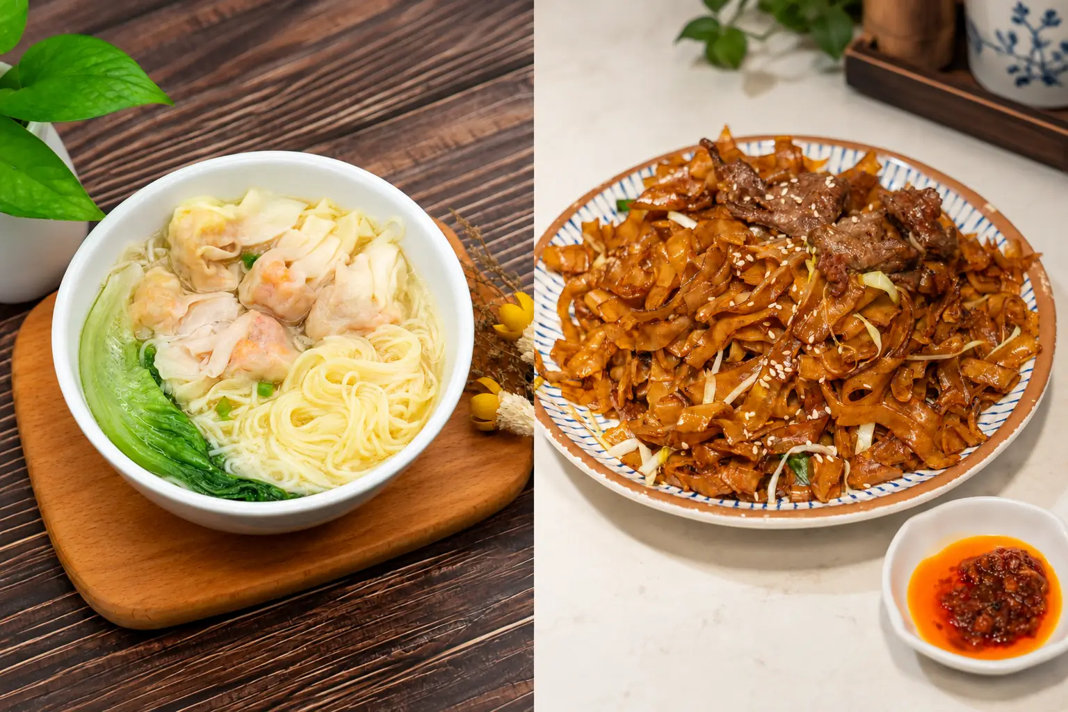 Wonton Noodles and Beef Chow Fun in Guangzhou
