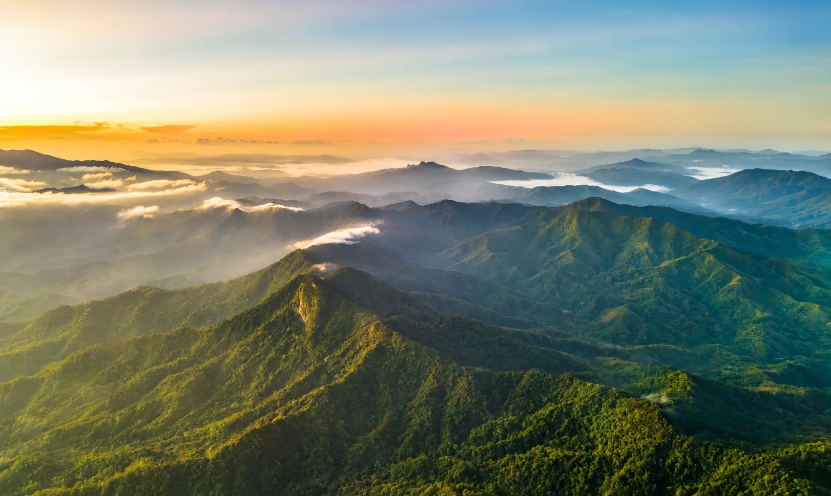 Wuzhishan mountain peaks and rainforest in Hainan