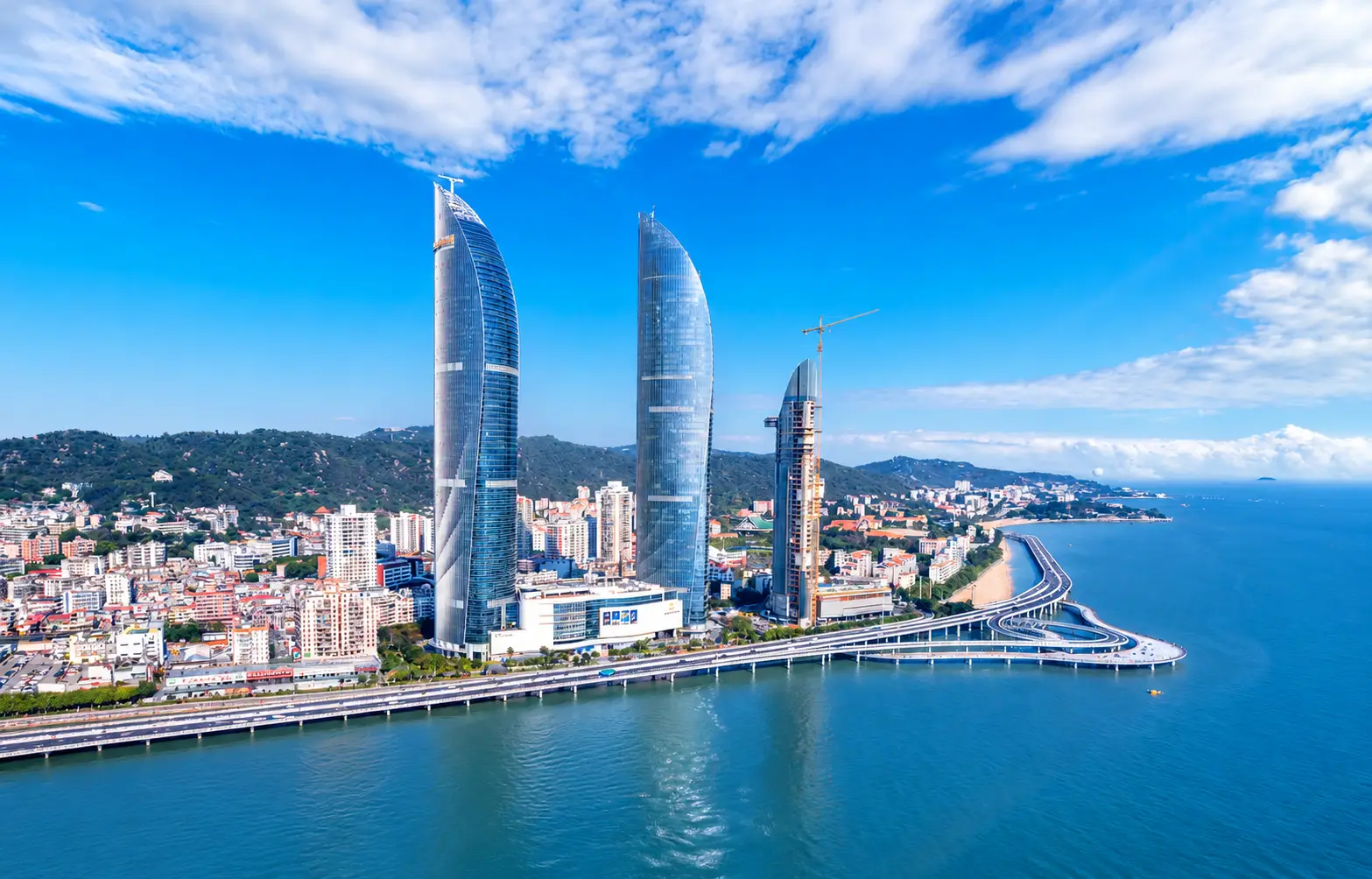 Xiamen waterfront skyline with the Twin Towers in Siming District